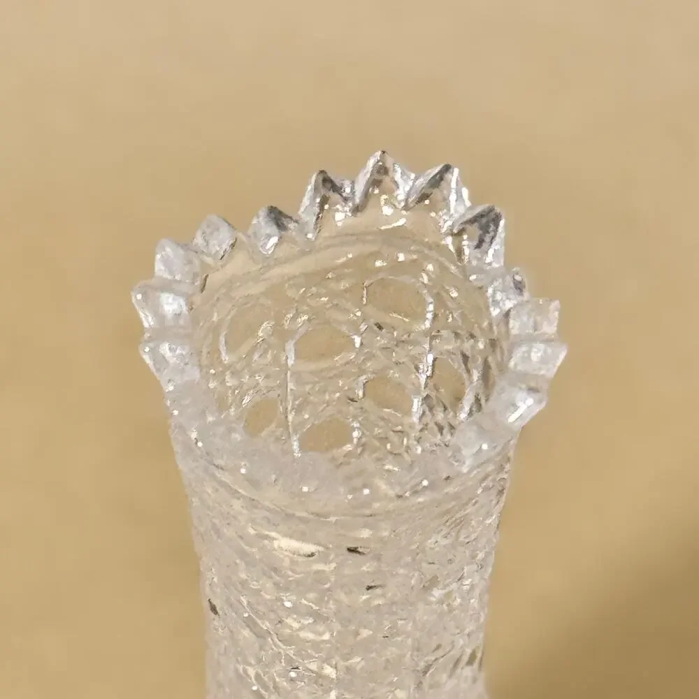 Small Clear Crystal Glass Bud Vase Japanese Flower Vase 8.3 in Made in Japan